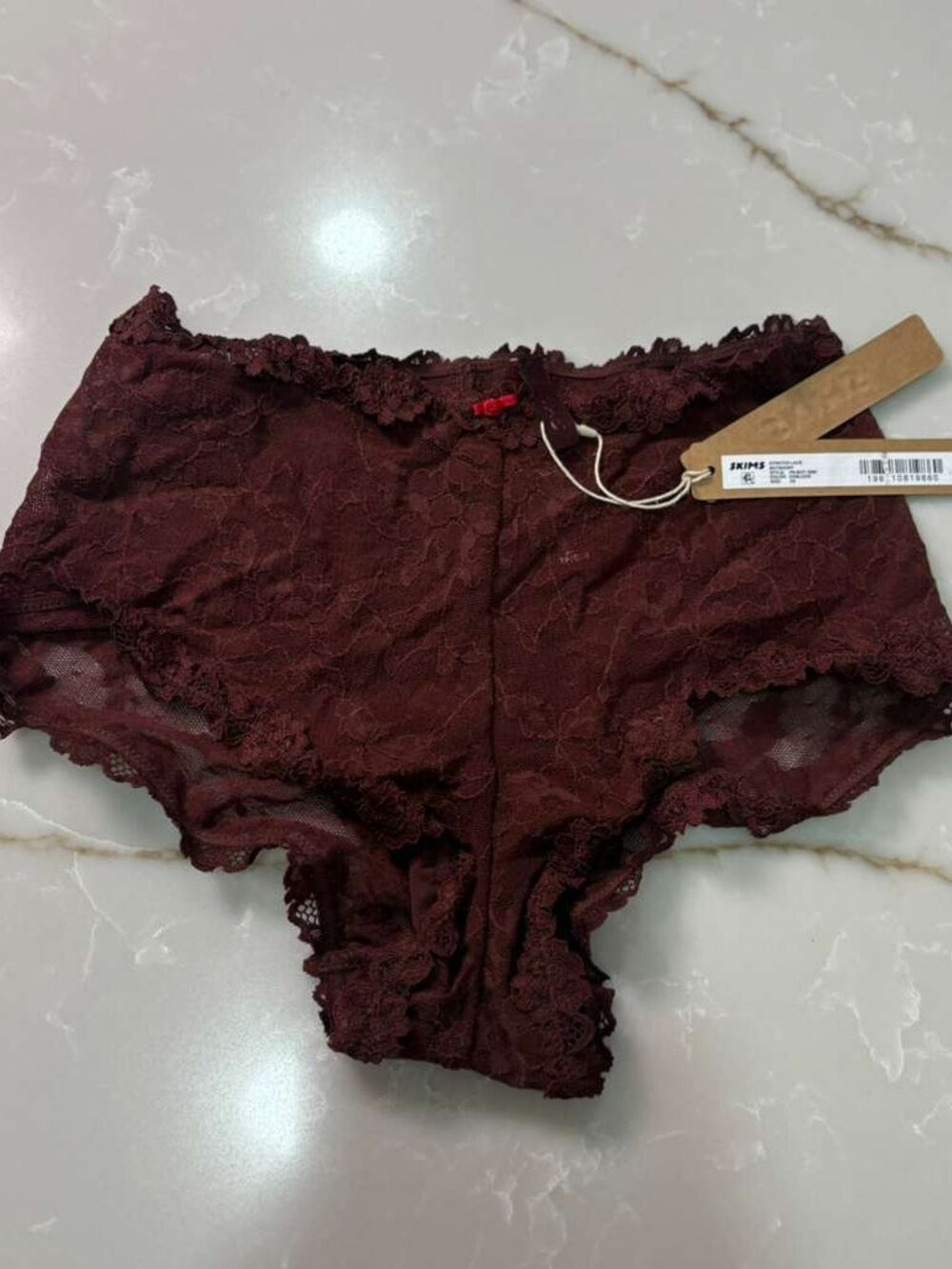 🥀 RARE SKIMS Stretch Lace Boyshort • Oxblood • XS • NWT ✨🍷🖤